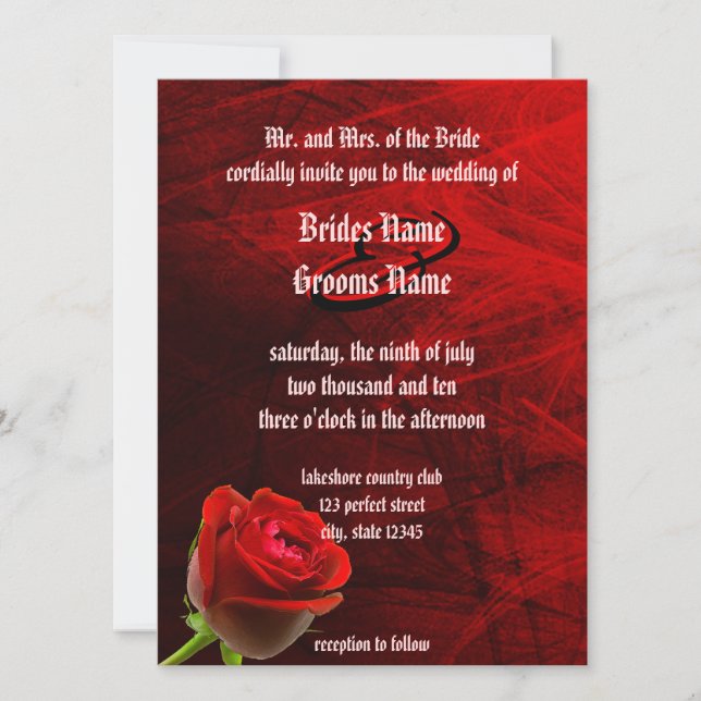 Gothic Rose Wedding Invitation (Front)