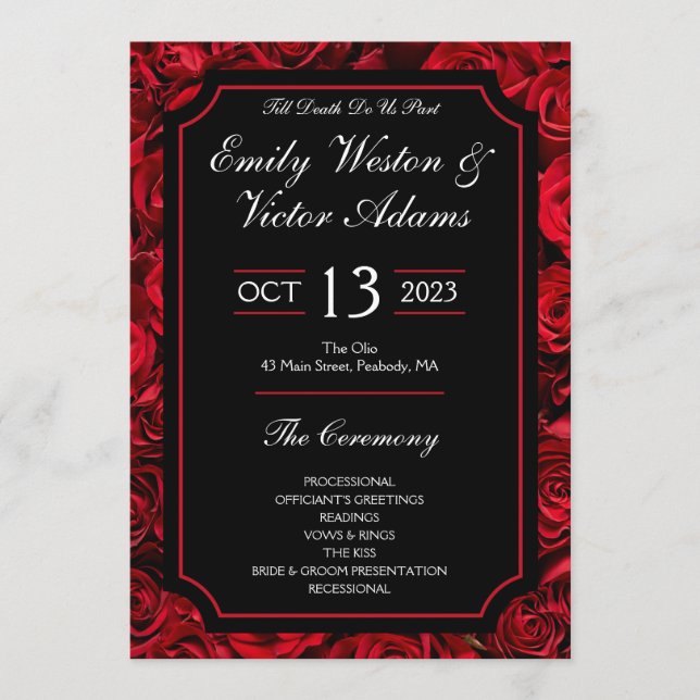 Gothic Rose Wedding Program Wide (Front)