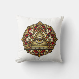 Gothic Rose Window Eye 16in Throw Pillow