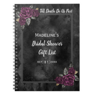 Gothic Roses Bridal Shower Gift List Notebook