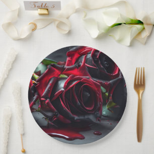 Gothic Roses Paper Plate