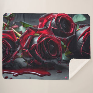 Gothic Roses Sherpa Blanket