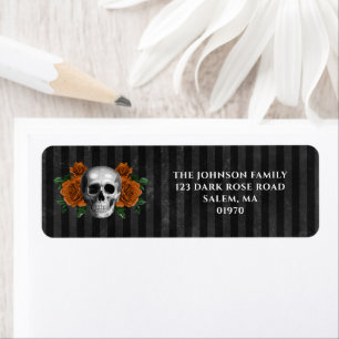 Gothic Roses Skull Halloween Return Address