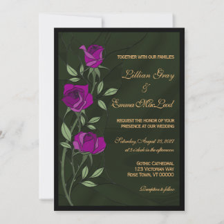 Gothic Roses Stained Glass Invitation 