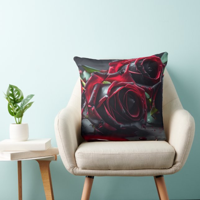 Gothic Roses Throw Pillow (Chair)