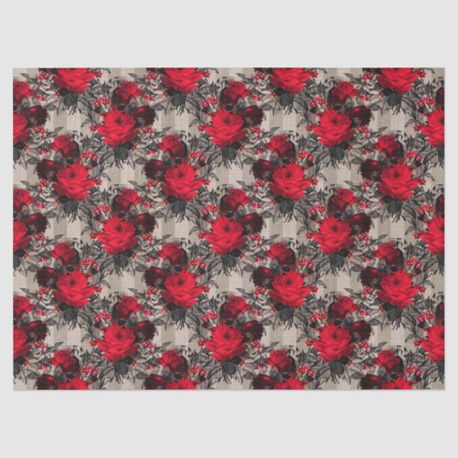 Gothic roses tiled party tissue paper (Front)