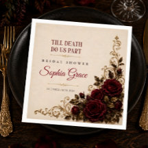Gothic Roses Till Death Bridal Shower Napkins