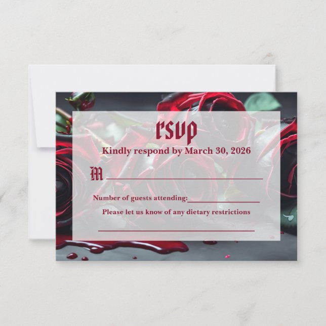 Gothic Roses Wedding RSVP Card (Front)