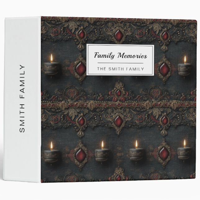 Gothic Ruby Candle Tapestry Binder (Front/Spine)