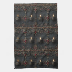 Gothic Ruby Candle Tapestry Kitchen Towel
