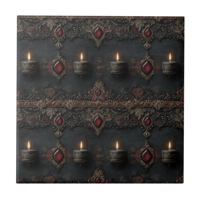 Gothic Ruby Candle Tapestry Tile (Front)