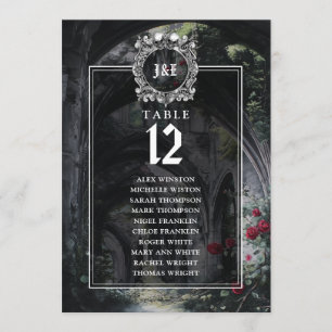 Gothic Ruins Floral Table Number Seating Chart