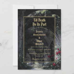 Gothic Ruins Roses All In One QR Code Wedding Invi Invitation