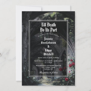 Gothic Ruins Roses Floral All In One Wedding Invitation