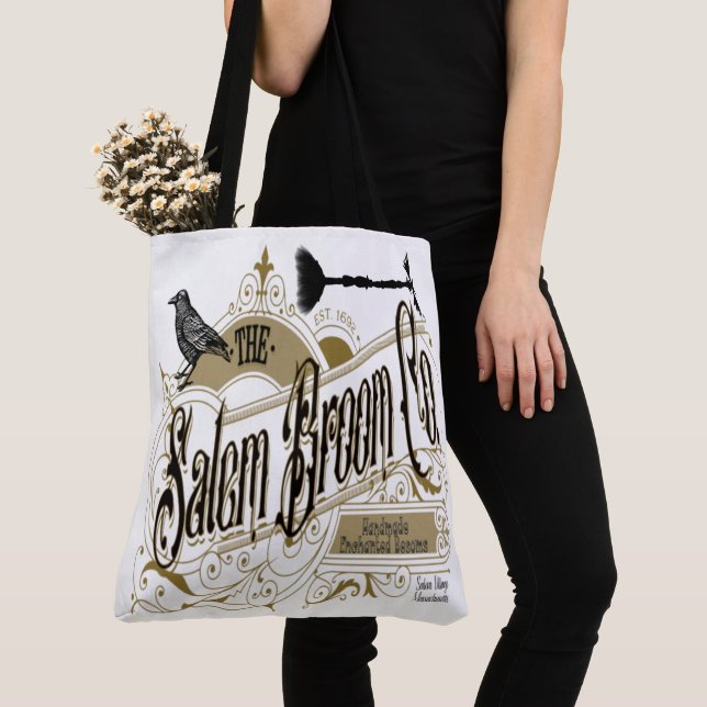 Gothic Salem Broom Co. Canvas Tote Bag (Close Up)