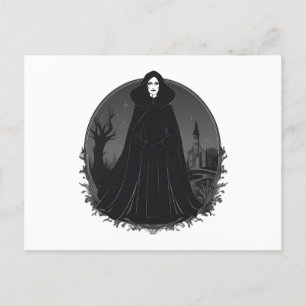 Gothic Salem Witch at Midnight Holiday Postcard