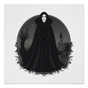Gothic Salem Witch at Midnight Poster