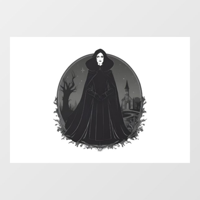 Gothic Salem Witch at Midnight Window Cling (Sheet)