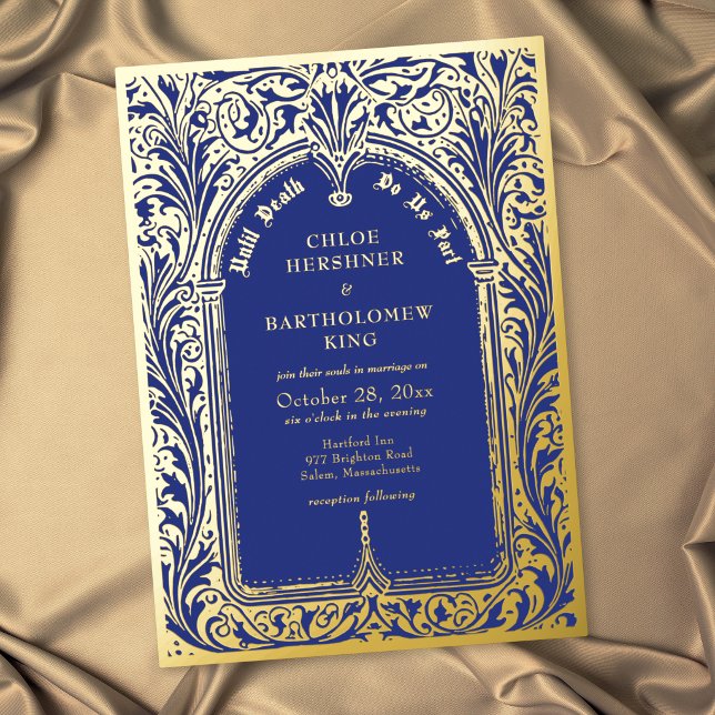 Gothic Sapphire Blue Medieval Until Death Wedding (Gothic Sapphire Blue Medieval Until Death Wedding Foil Invitation)