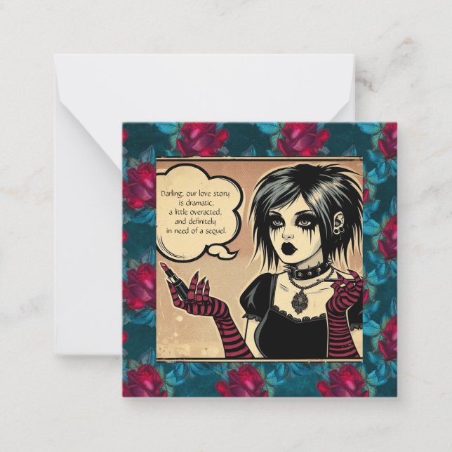 Gothic Sassy Valentines card with quote (Front)