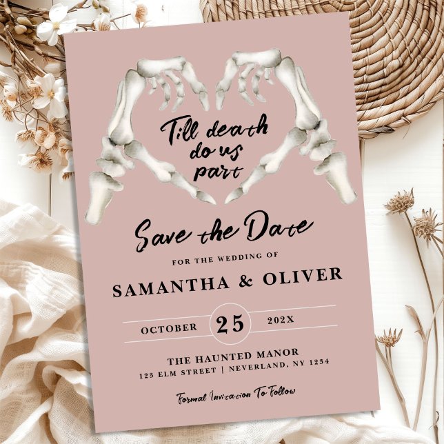 Gothic Save The Date Dusty Rose Pink Heart Wedding (Creator Uploaded)
