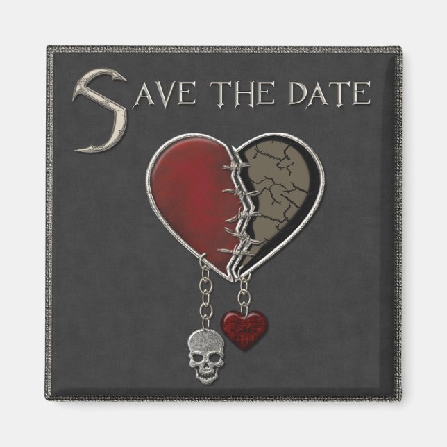 Gothic Save the Date - Square Magnet (Front)