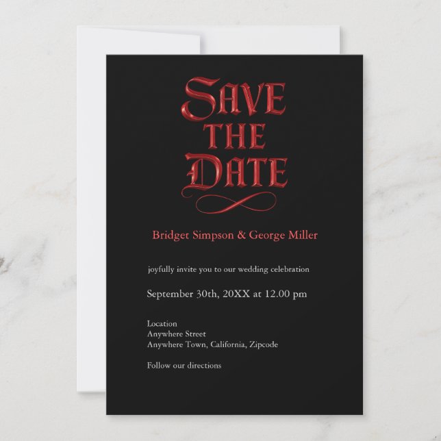 Gothic Save the Date – Till Death Do Us Part Invitation (Front)