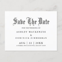 Gothic Save The Date Wedding
