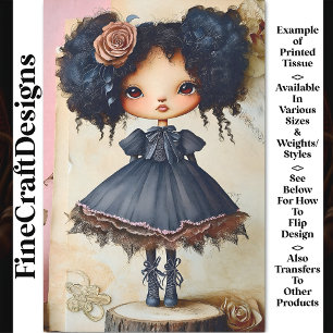 Gothic Shabby Chic Doll, Mixed Race AU5 Decoupage Tissue Paper