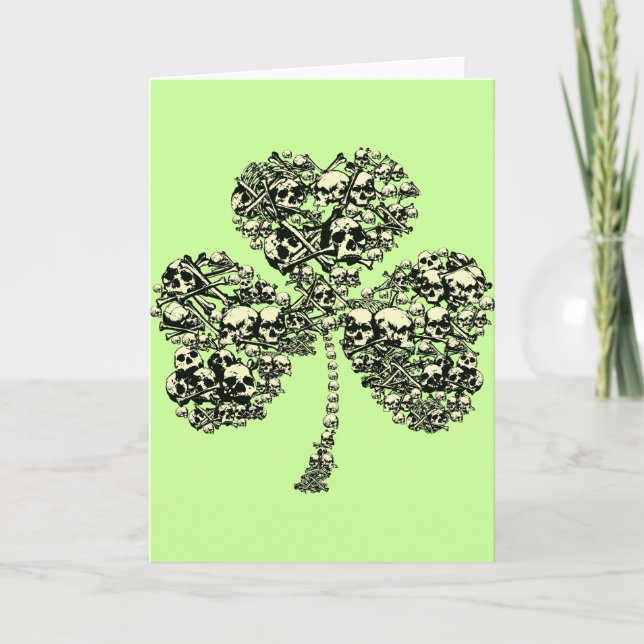 Gothic Shamrock Skulls Card (Front)