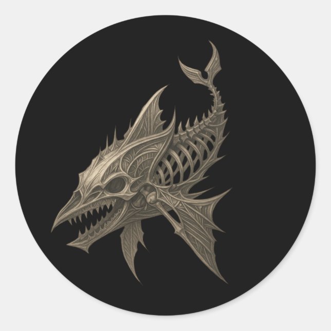 Gothic Shark Skull Sticker (Front)
