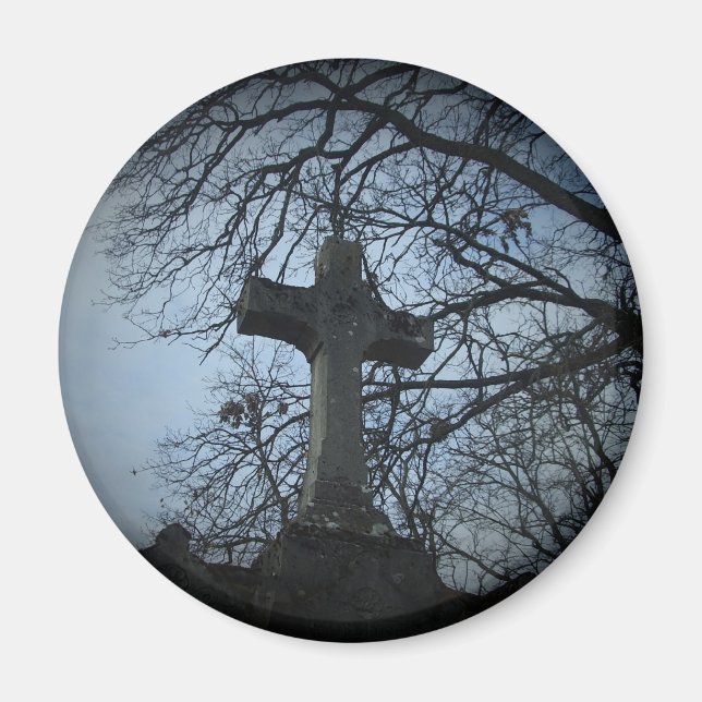 Gothic sheltered cross grave magnet (Front)