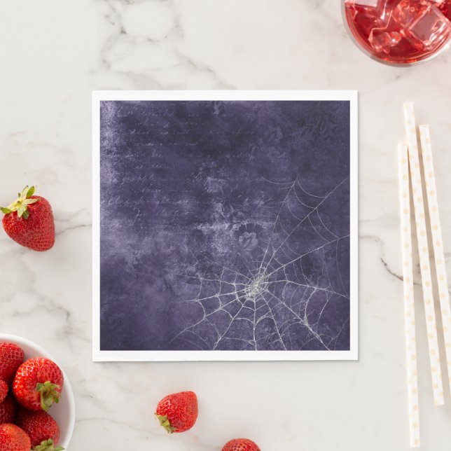 Gothic Silver Web Distressed  Napkin (Insitu)