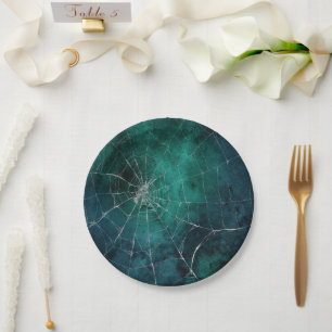 Gothic Silver Web Distressed  Paper Plate