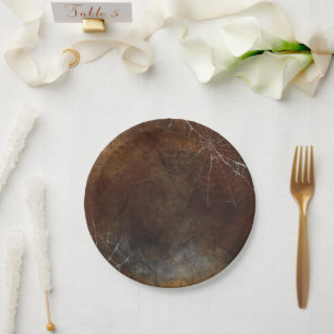 Gothic Silver Web Distressed  Paper Plate