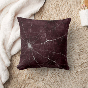 Gothic Silver Web Distressed Throw Pillow