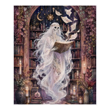 Gothic Skeletal Ghost Library Poster Dark Academia