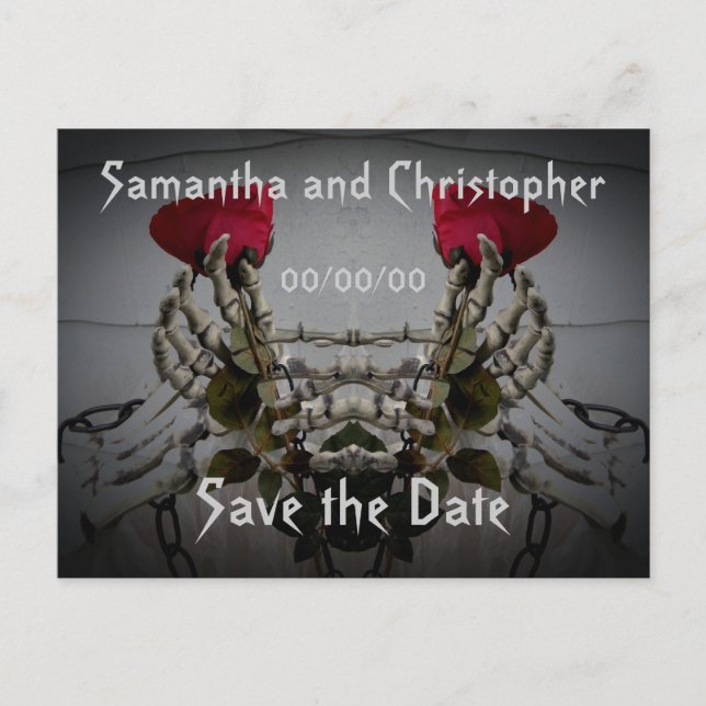 Gothic skeletal illusion Save the Date Announcement Postcard (Front)
