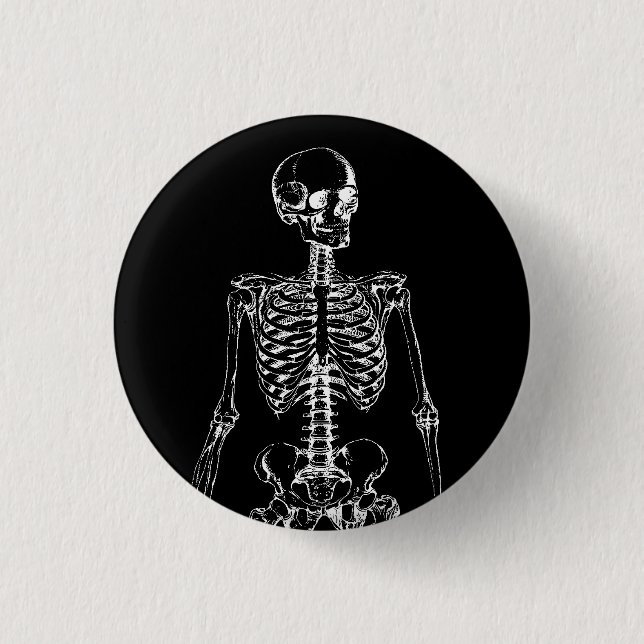 GOTHIC SKELETON 1 INCH ROUND BUTTON (Front)