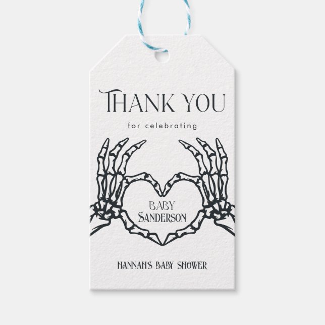 Gothic Skeleton Baby Shower Favour Tags (Front)