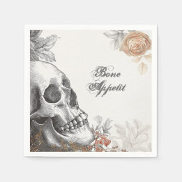 Gothic Skeleton Bone Appetit Halloween Napkin