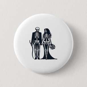 Gothic Skeleton Bride & Groom – Till Death Do Us P 2 Inch Round Button
