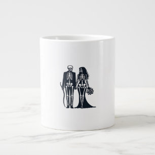 Gothic Skeleton Bride & Groom – Till Death Do Us P Large Coffee Mug