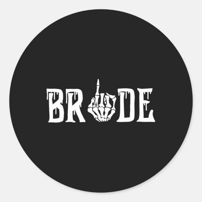 Gothic Skeleton Bride Wedding Just Married Spooky  Classic Round Sticker (Front)