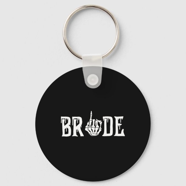 Gothic Skeleton Bride Wedding Just Married Spooky  Keychain (Front)