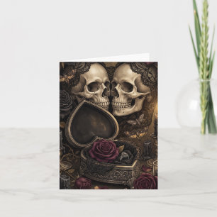 Gothic Skeleton Couple Dark Romance Victorian Rose Card