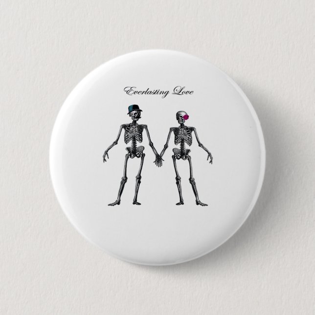 Gothic Skeleton Couple (Old Pink) Classic 2 Inch Round Button (Front)