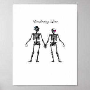 Gothic Skeleton Couple (White) Classic Poster