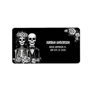 Gothic skeleton floral wedding label
