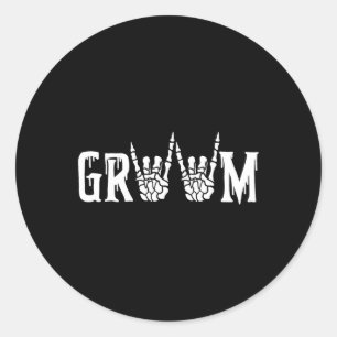 Gothic Skeleton Groom Wedding Just Married Spooky  Classic Round Sticker